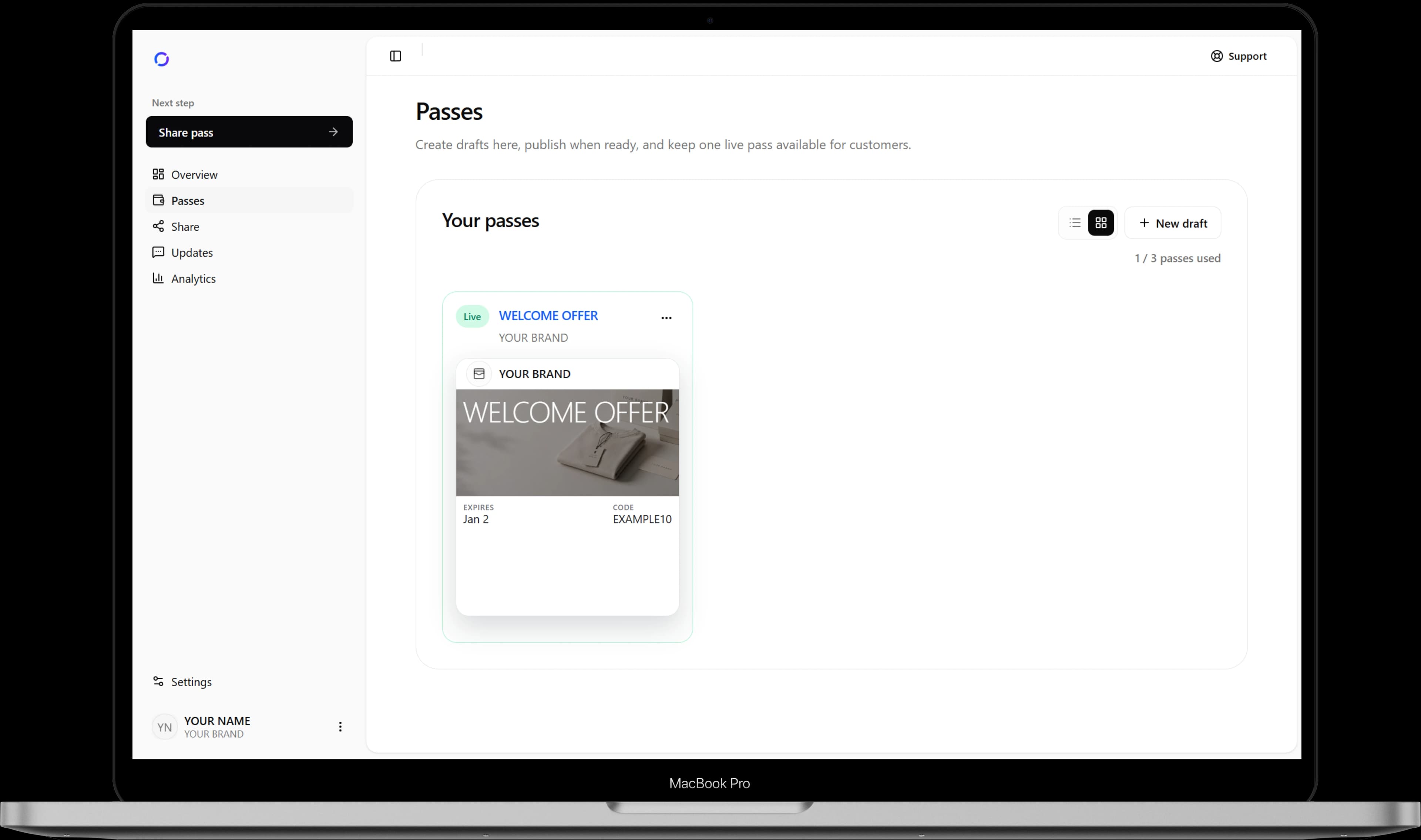 Resyno dashboard shown inside a premium MacBook mockup